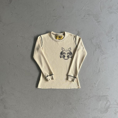 Waffle Tiger Stars Long Sleeve-Beige