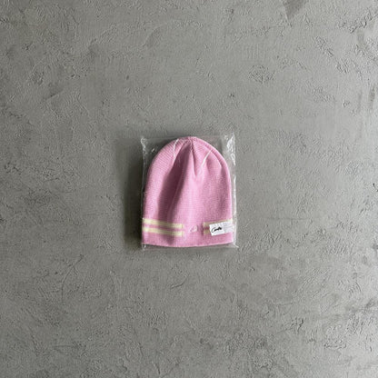 knit stripe beanie -pink