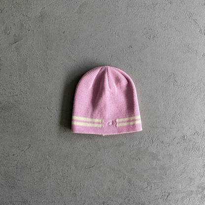 knit stripe beanie -pink