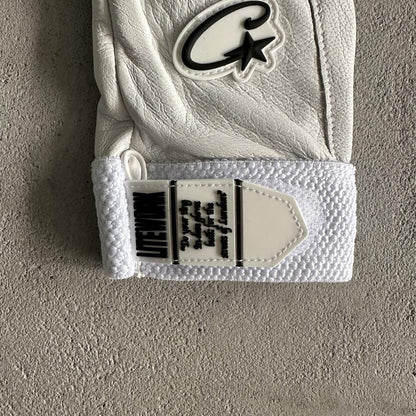 (Genuine cowhide) White leather gloves