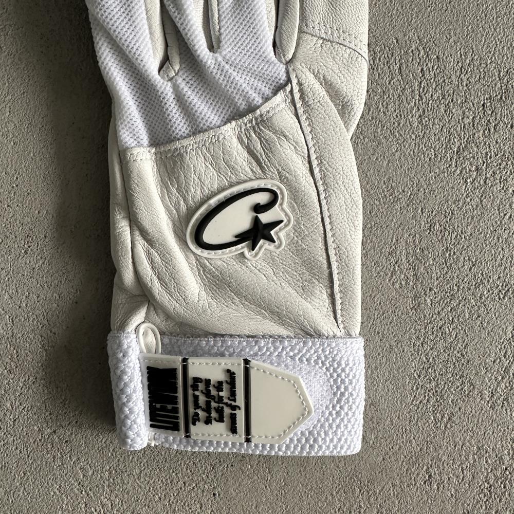 (Genuine cowhide) White leather gloves