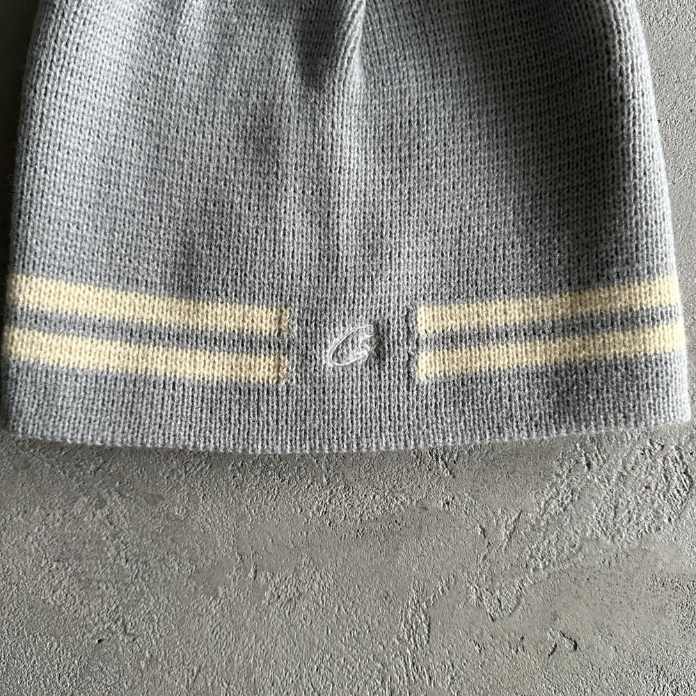 knit stripe beanie -gray