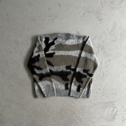 Mohair kmit sweater deep ocean camo grey