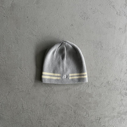 knit stripe beanie -gray