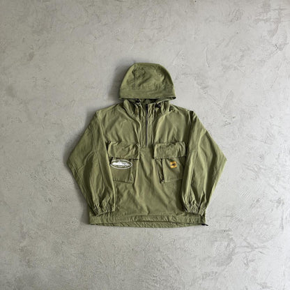 Slant pocket military green jacket