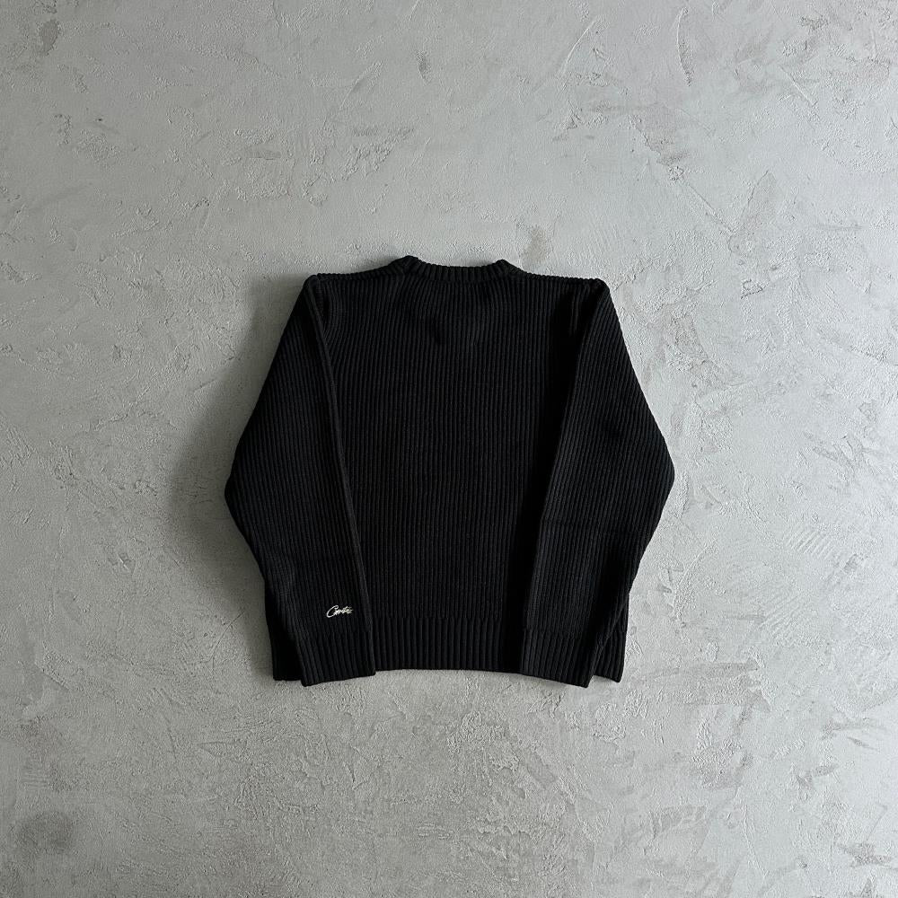 st knit sweater -black