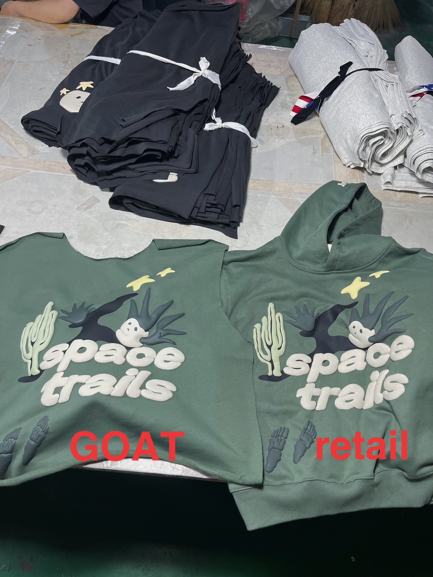 BPM “space trails”hoodie - green