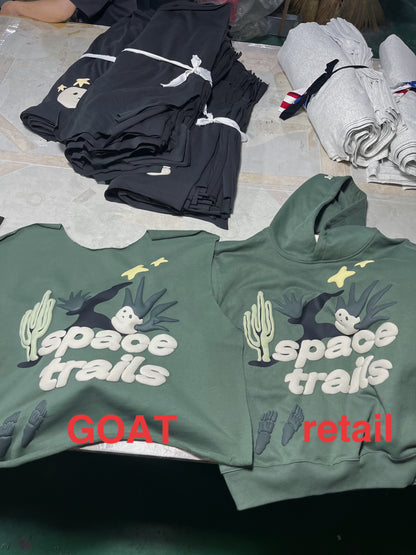 BPM “space trails”hoodie - green