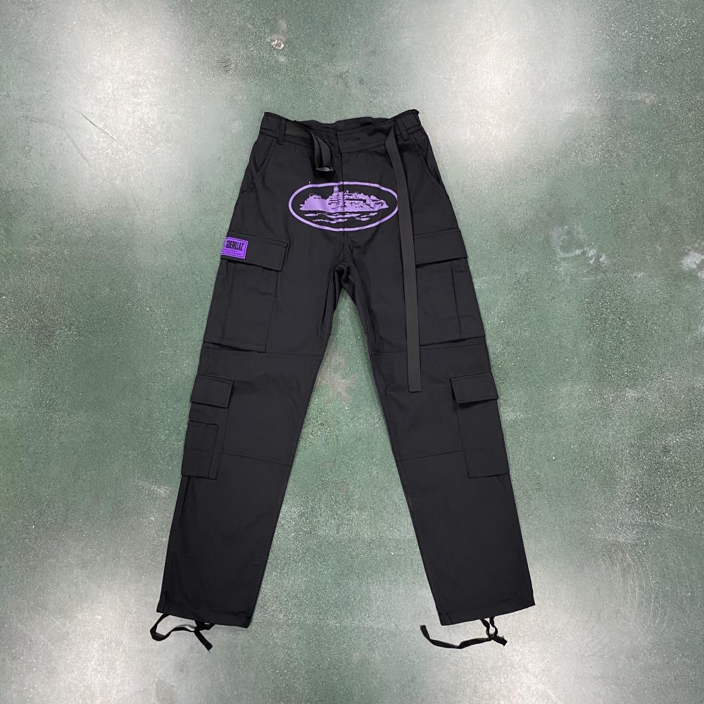 Corteiz Black Purple Logo Cargo