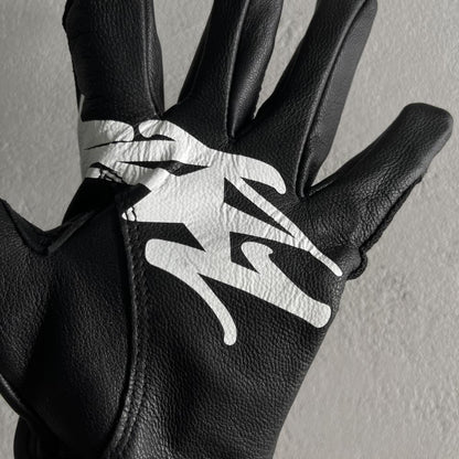 (Genuine cowhide) black leather gloves