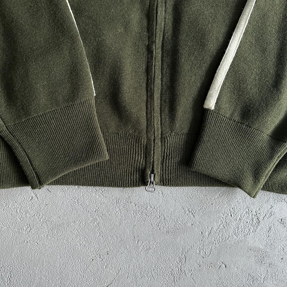 Knit zip up fleece-green