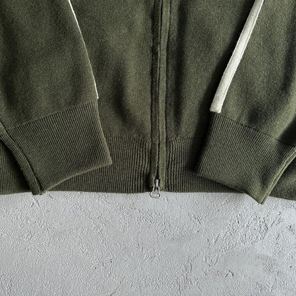 Knit zip up fleece-green