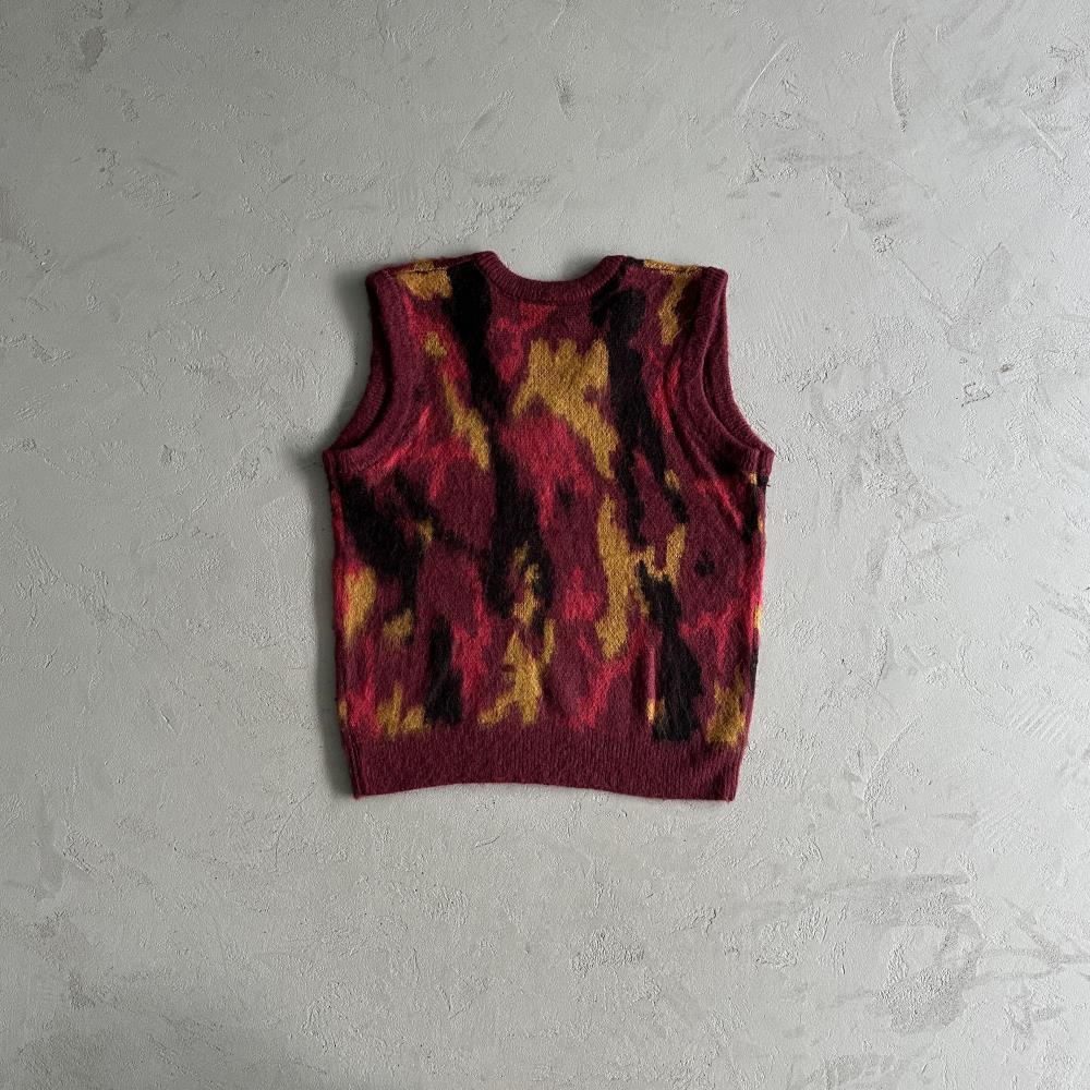 Mohair Knit Red Yellow Black Camo Sweater Vest