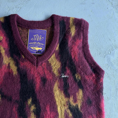 Mohair Knit Red Yellow Black Camo Sweater Vest