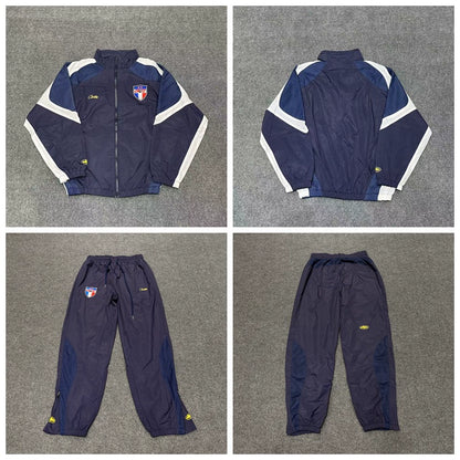 Corteiz Alcatraz Embroidered Logo Woven Casual Navy Sportswear Set