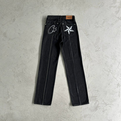 Men's American high-street vintage denim outfit (jeans and denim jacket)