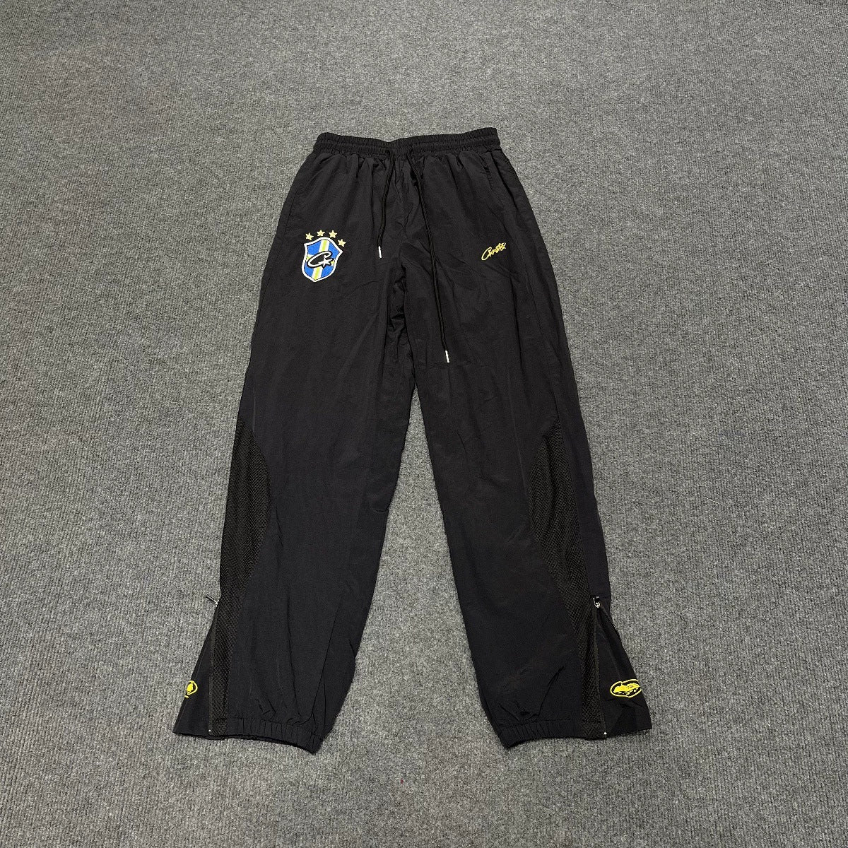 Corteiz Alcatraz Embroidered Logo Woven Casual Black Sportswear Set