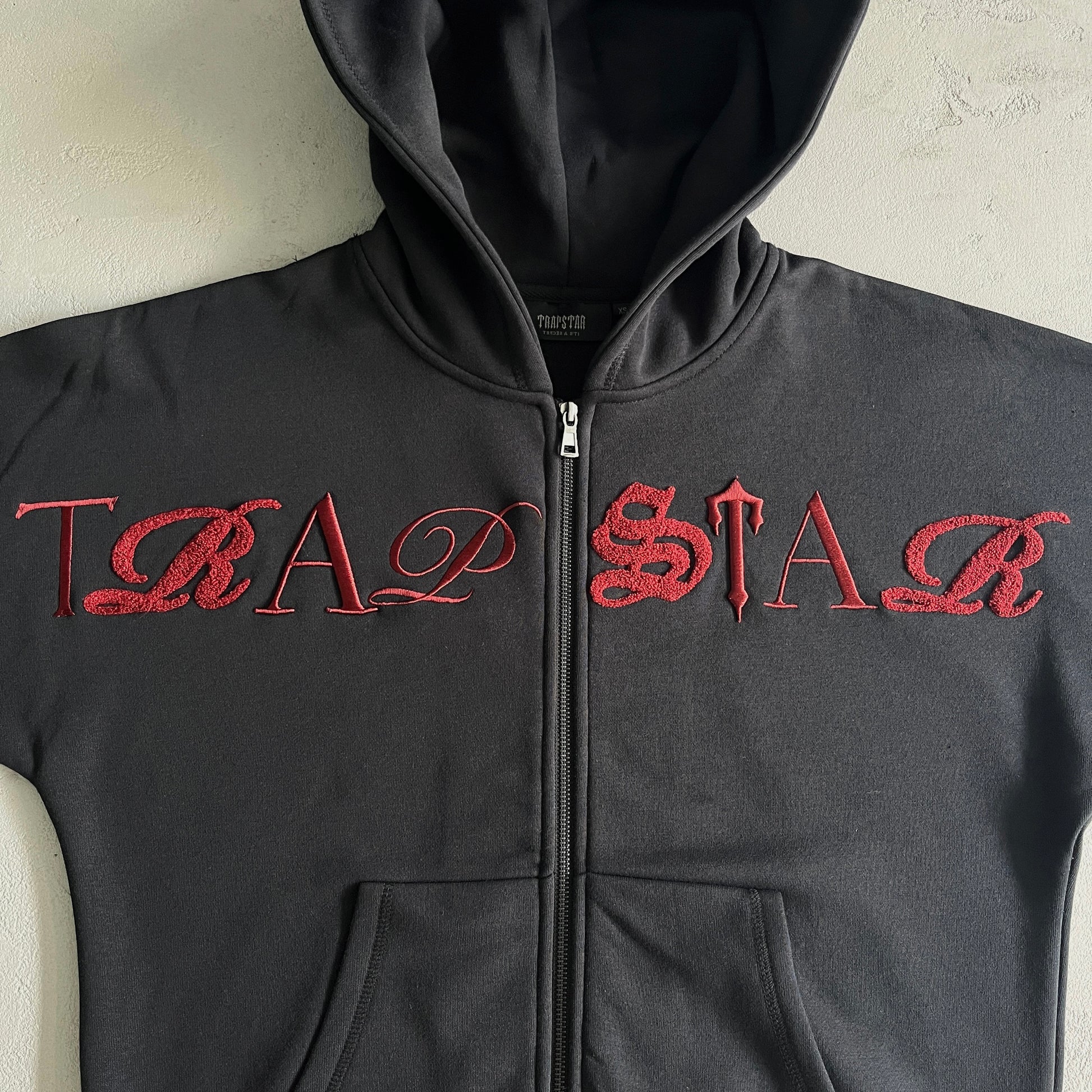 Trapstar Script Zip Through Hoodie Tracksuit Black/Zinfandel