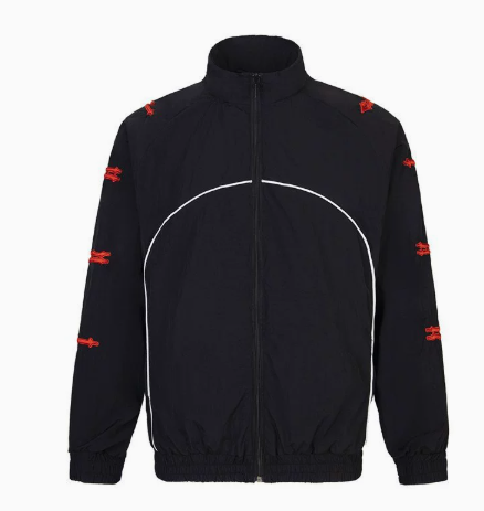 Color-blocked embroidered letter windproof sports set Black