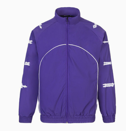 Color-blocked embroidered letter windproof sports set Purple
