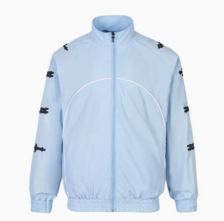Color-blocked embroidered letter windproof sports set Sky Blue