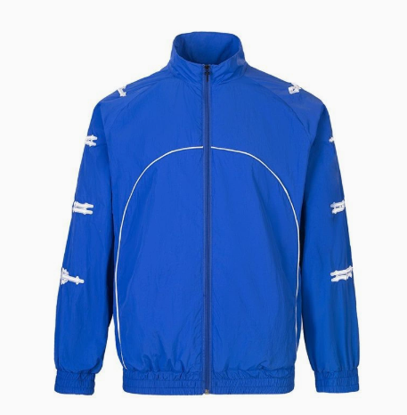 Color-blocked embroidered letter windproof sports set Blue