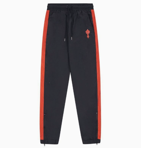 Color-blocked embroidered letter windproof sports set Black and Red
