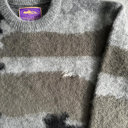 Mohair kmit sweater deep ocean camo grey