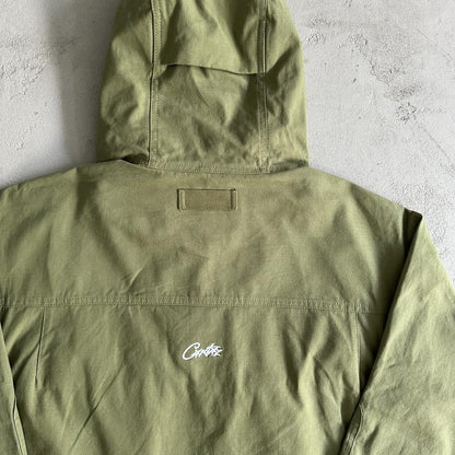 Slant pocket military green jacket