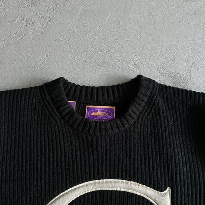 st knit sweater -black