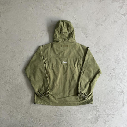 Slant pocket military green jacket