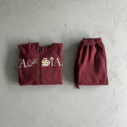 script zip through hoodie tracksuit-zinfandel