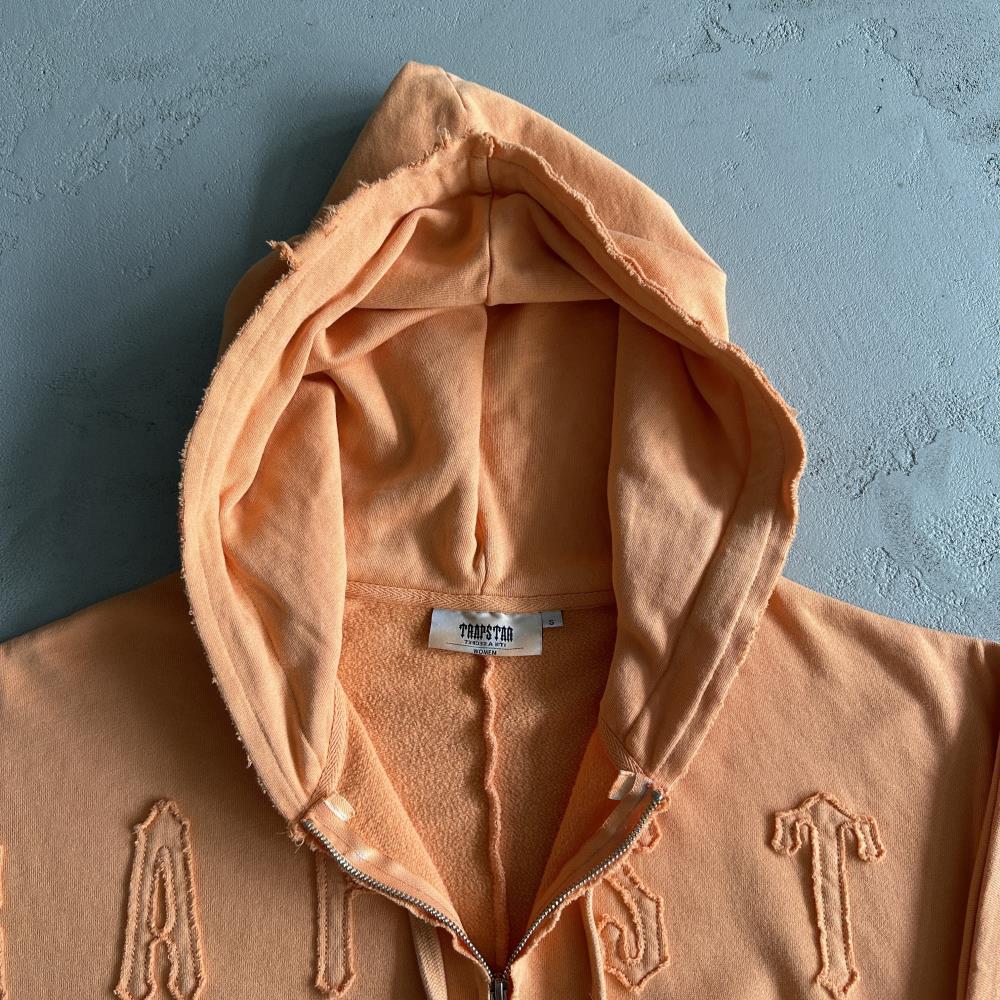 women's irongate cropped batwing zip hoodie-washed orange