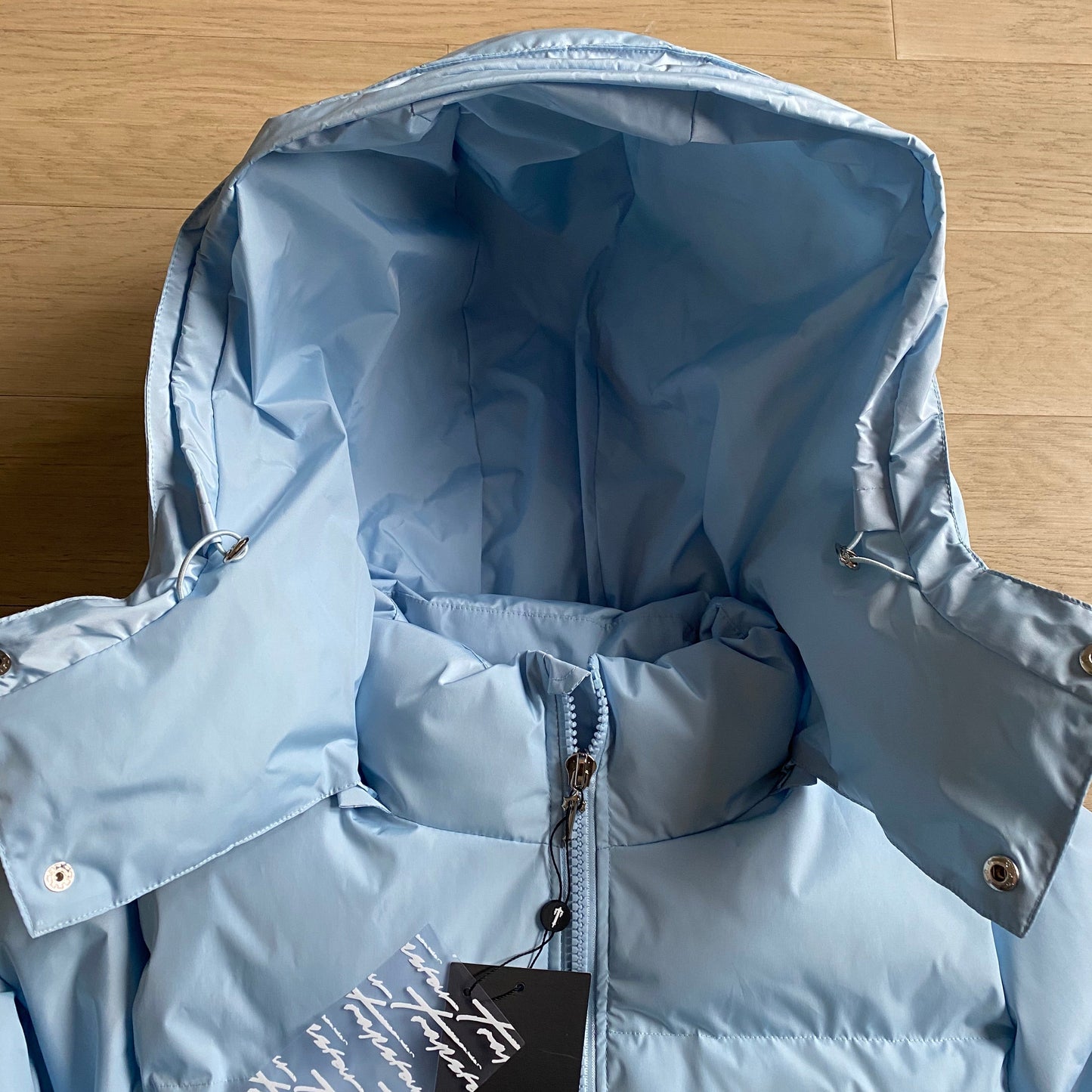 DETACHABLE HOODED PUFFER JACKET - ICE BLUE